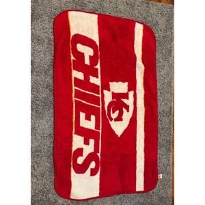 Vintage San Marcos Kansas City Chiefs Plush Throw Blanket Red White Gold Mexico